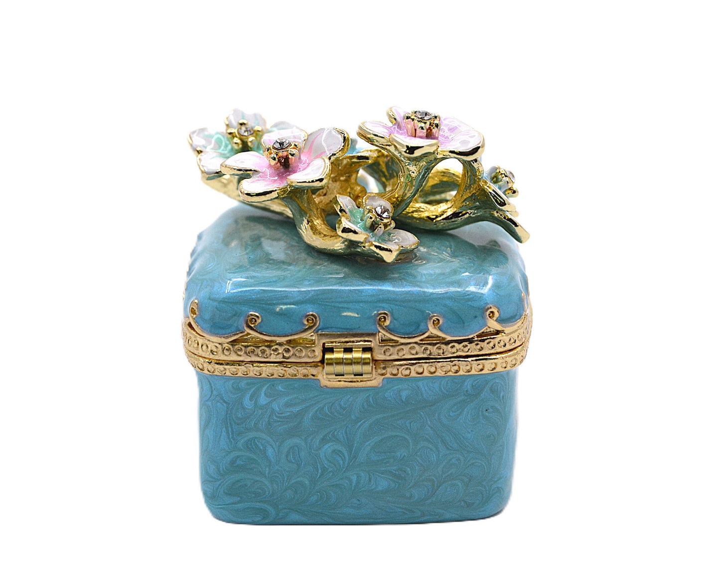Decorative Cherry Blossom Flower Trinket Box. Hand Crafted