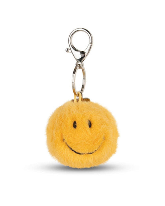 Smiley Face Keychain/Bag Charm ECO Fuzzy Yellow 2"