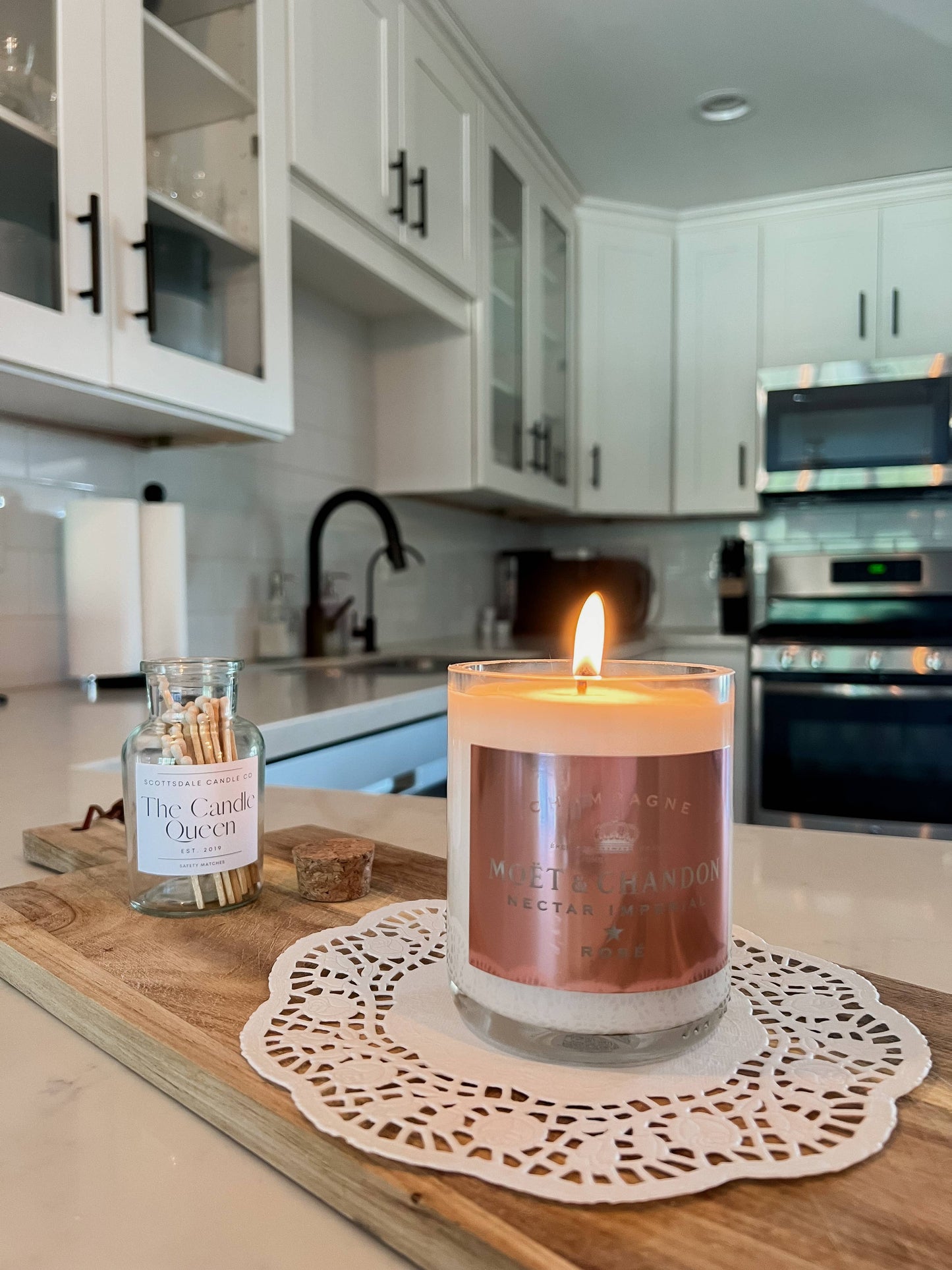 Recycled Moet Rose Candle