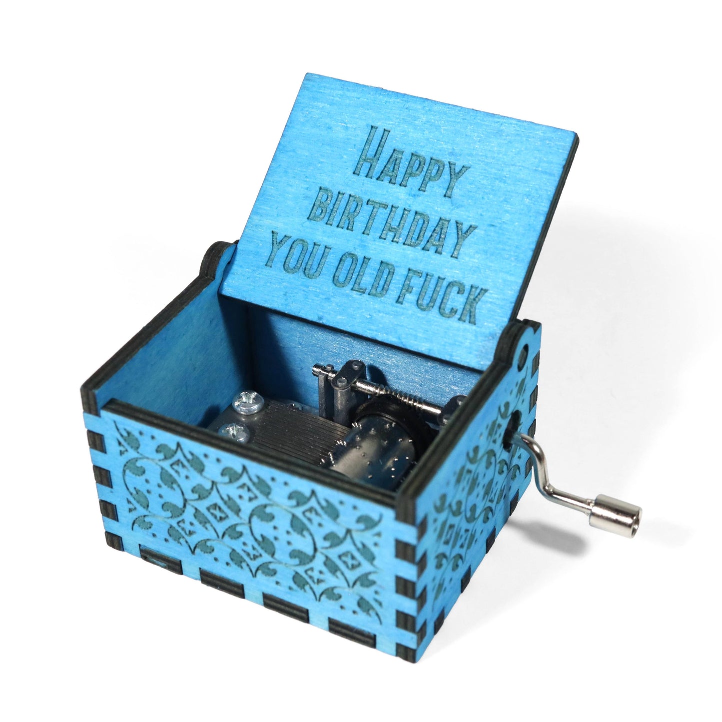 Funny "Happy Birthday You Old Fuck" Hand-Crank Music Box