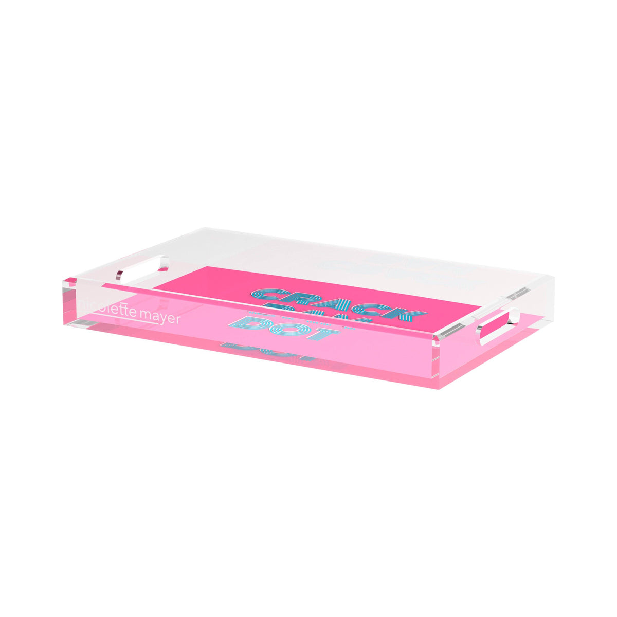 Mahjong Crack Bam Dot Hybiscus Powder Acrylic Rectangle Decorative Tray