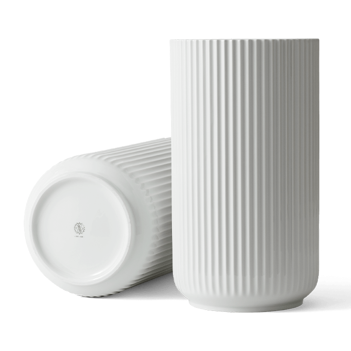 Lyngby Porcelæn - 15" Porcelain Grooved Vase - White