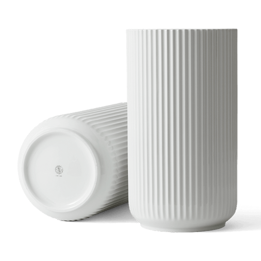 Lyngby Porcelæn - 15" Porcelain Grooved Vase - White