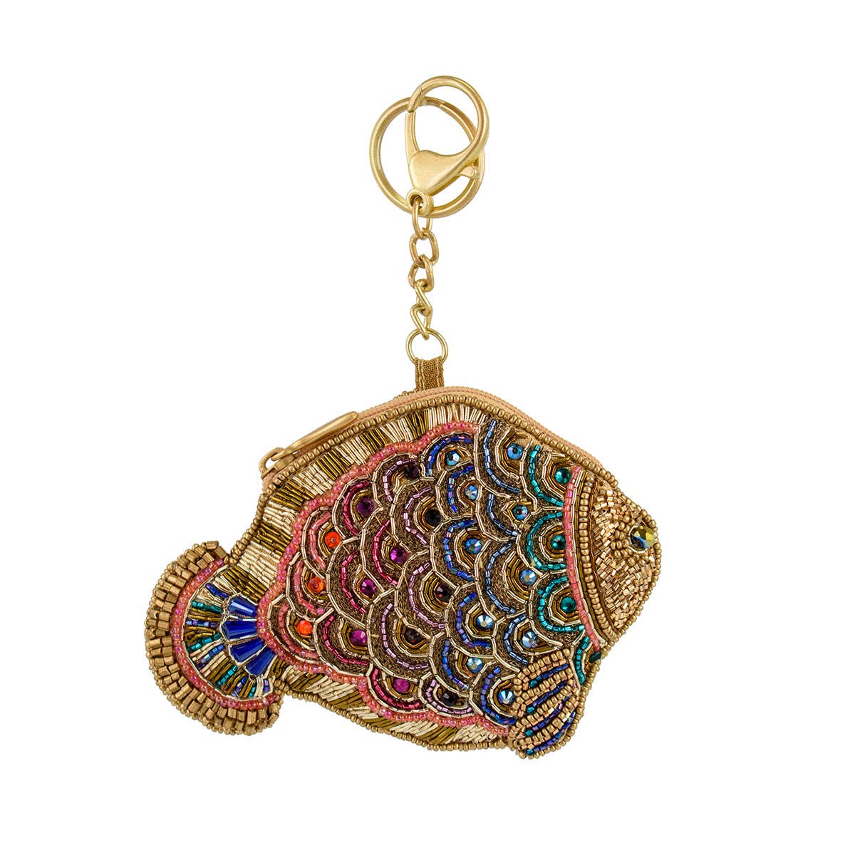 Shimmer Fish Beaded Fish Multi-Color Scales Coin Purse