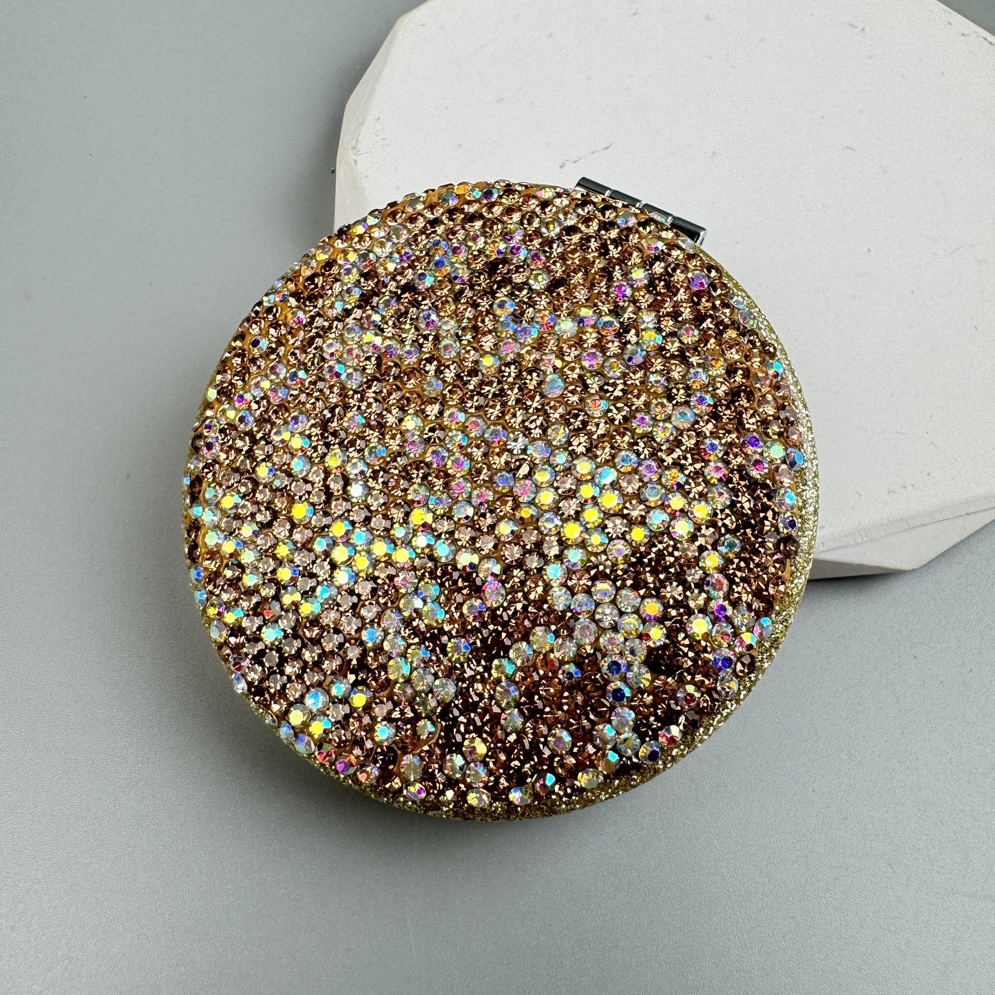 Circle Rhinestone Folding Makeup Mirror