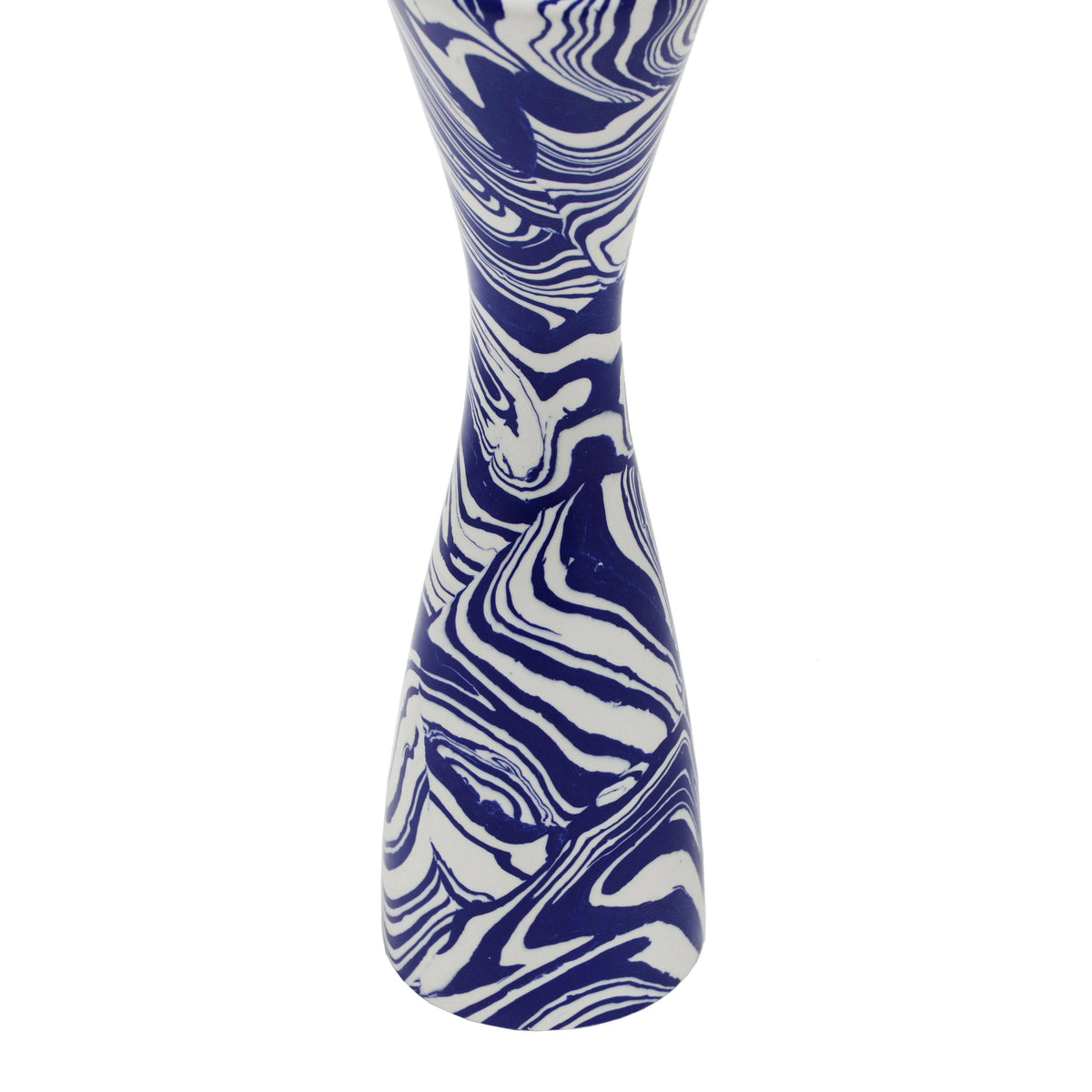 Lapis Blue & White Swirl Resin Candlesticks (Pair)