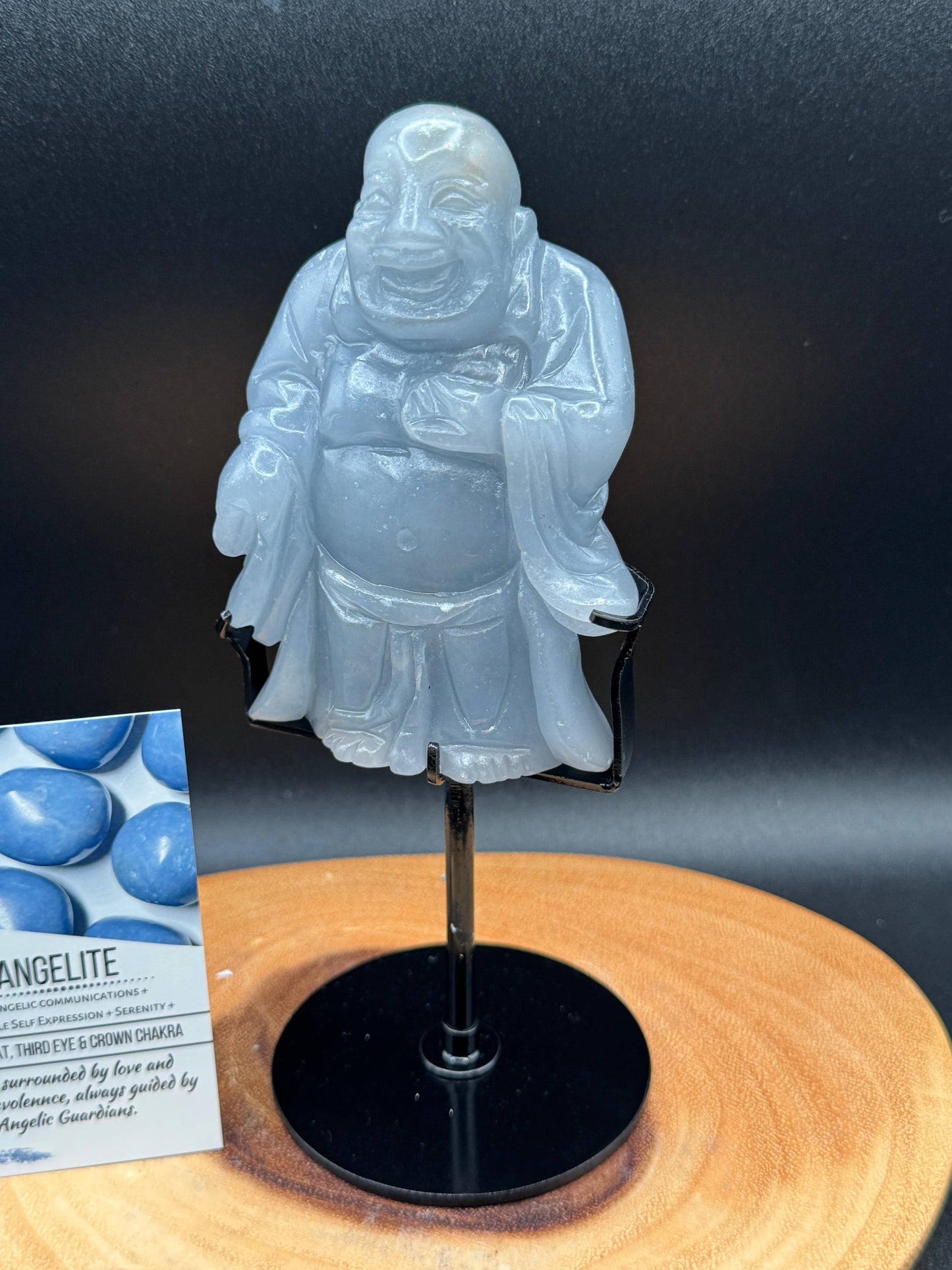 Angelite Happy Laughing Buddha carving G661C