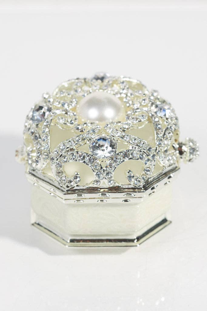 White Crystal Ring Box