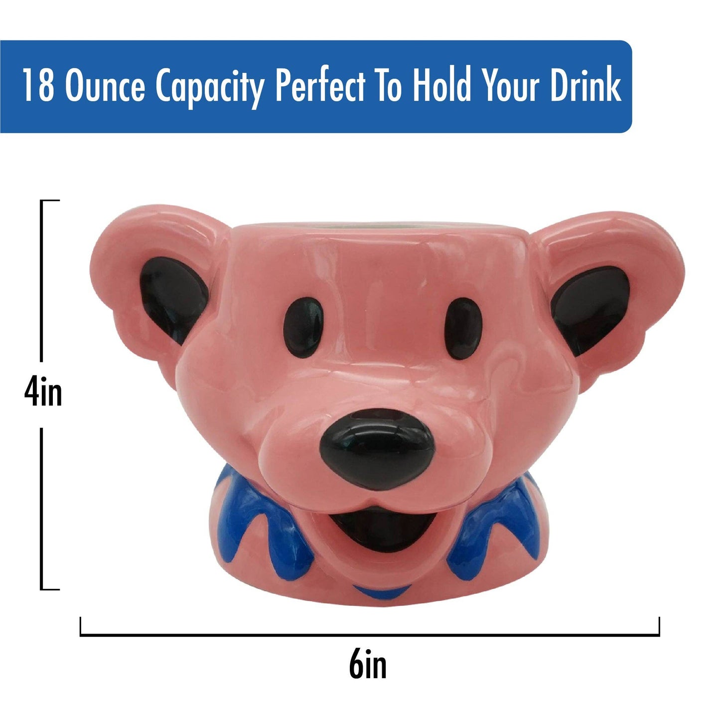 Grateful Dead Dancing Bear Molded Head Ceramic Mug (Pink)