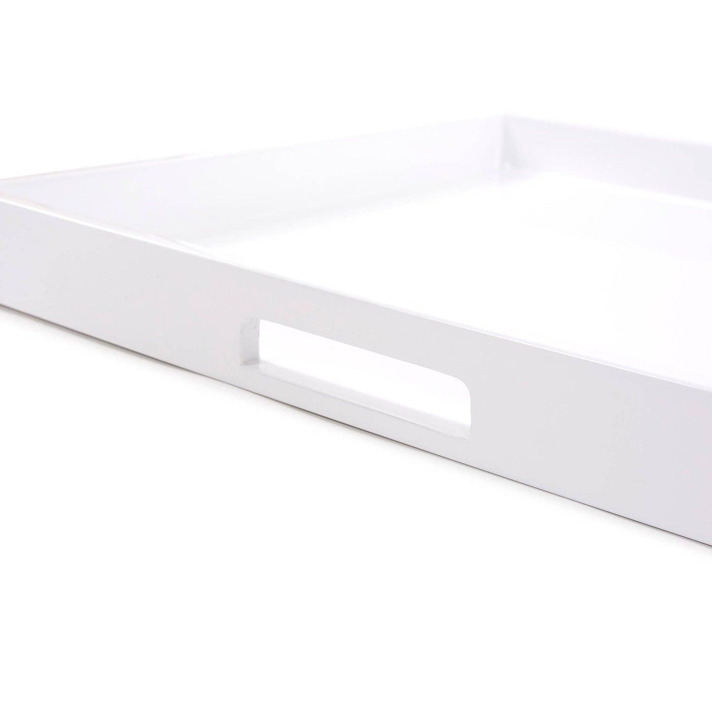 White Lacquer Square Wood Tray Set