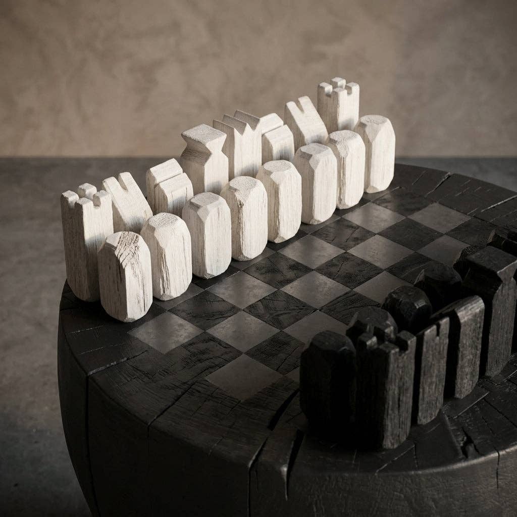 Designer Wood Chess Side Table