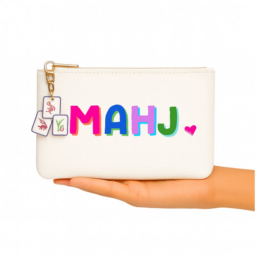 Canvas mahjong bag w/ tile zipper