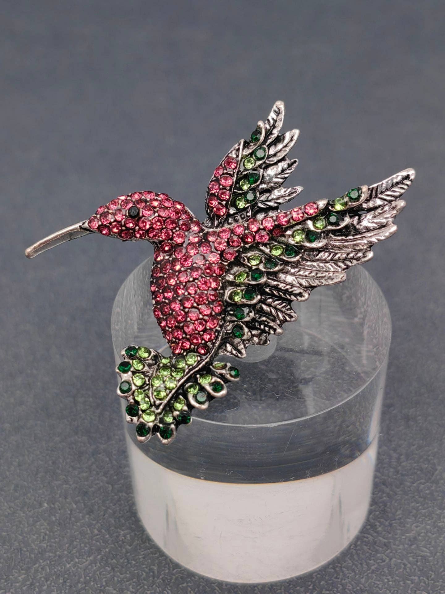 Multi-color Rhinestone Hummingbird Brooch