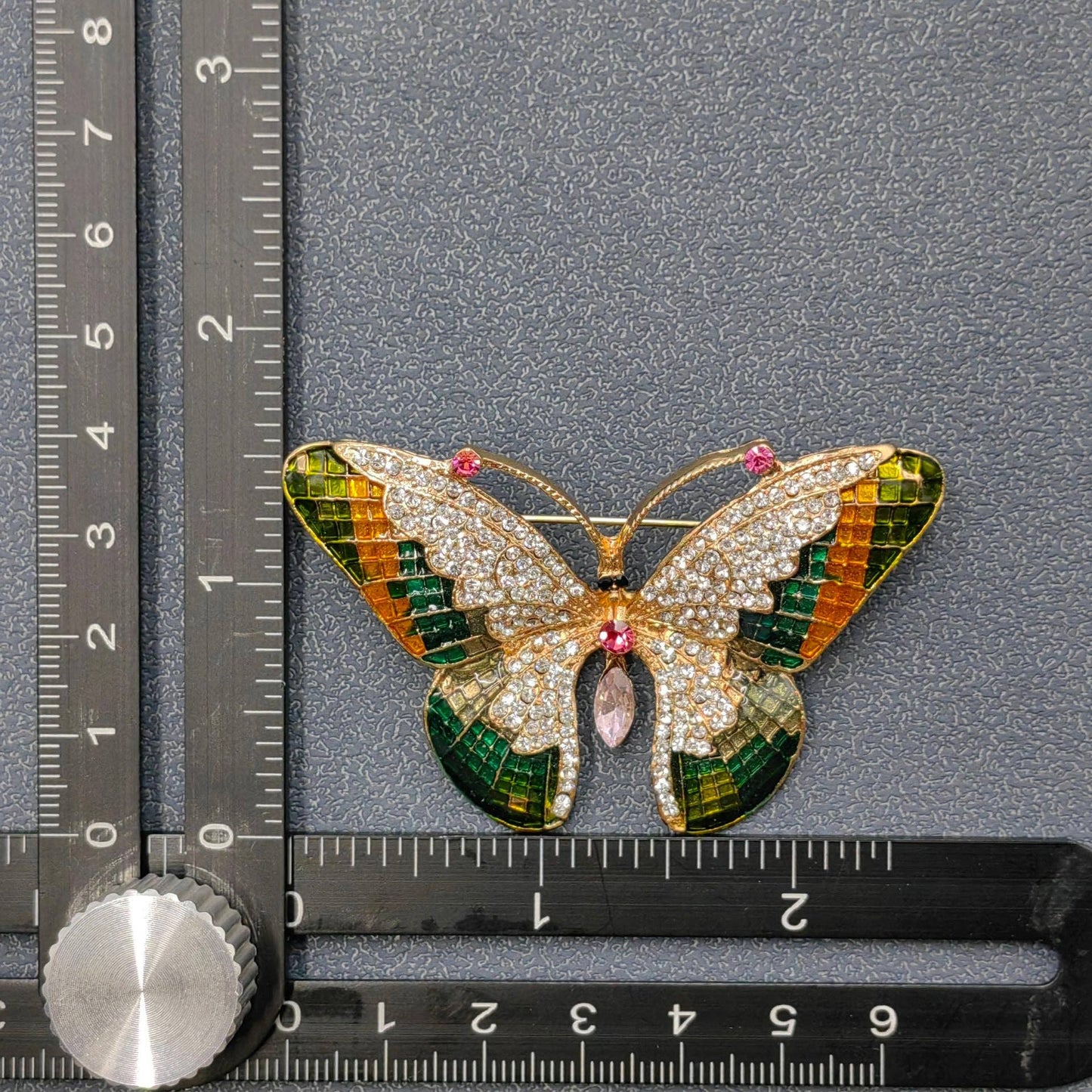 Enamel Butterfly Brooch Inlaid with Rhinestone