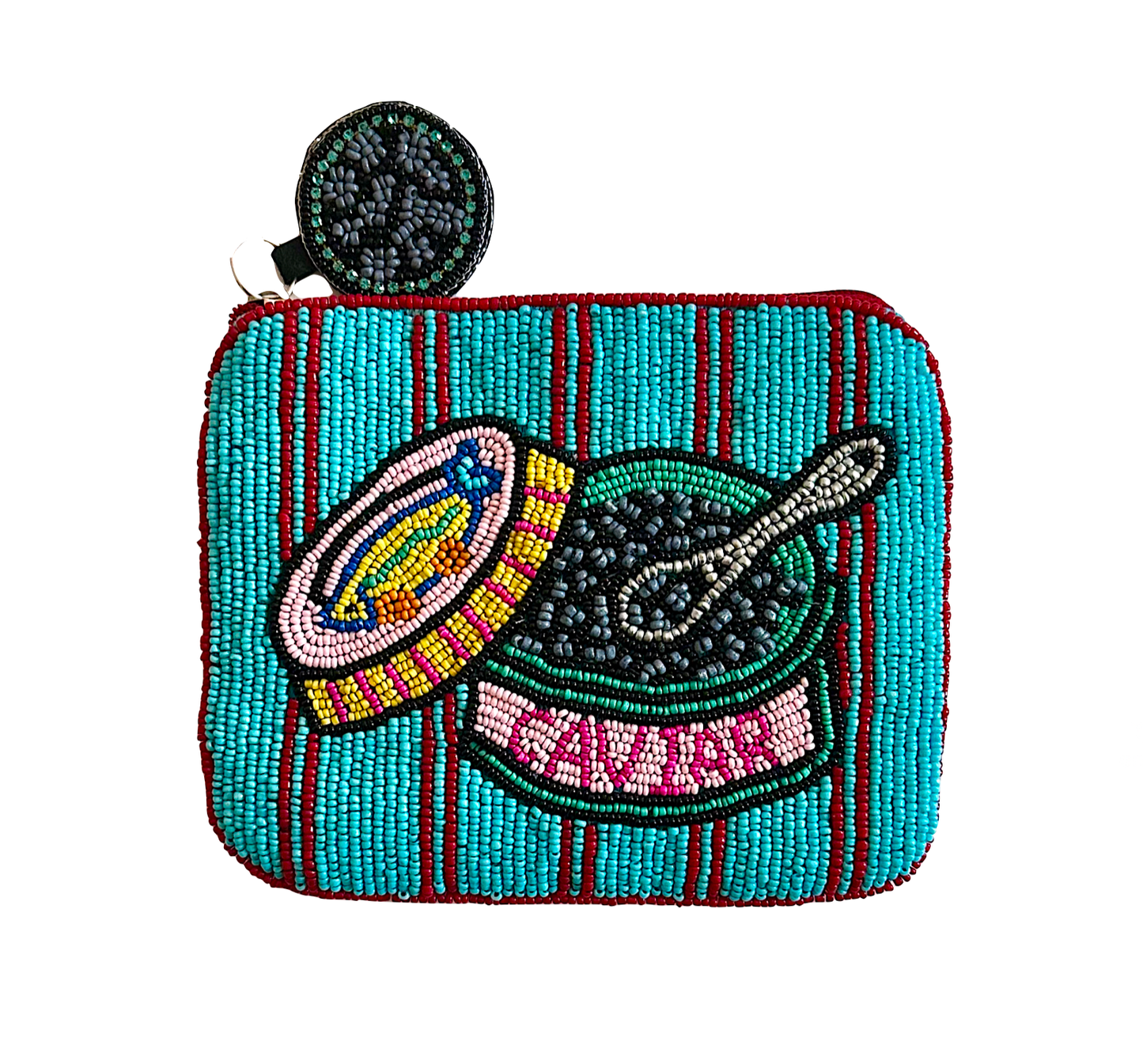 Beaded Caviar Coin Purse, Luxury Vacation Foodie Lily Posh