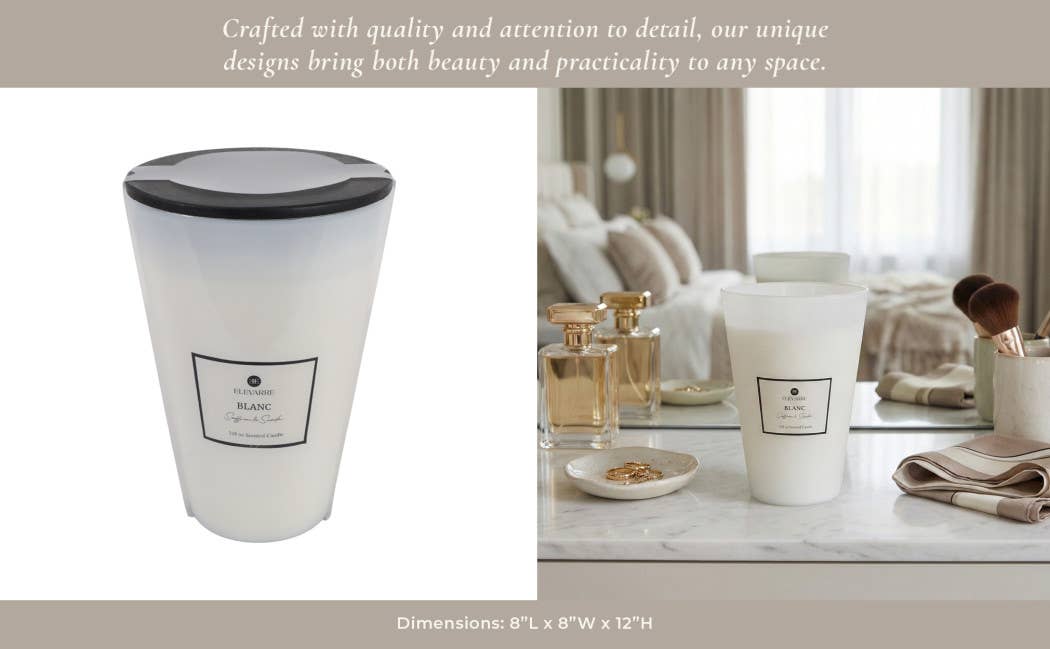 Candle - Saffron and Suede White Glass with Wood Lid, 128 Oz