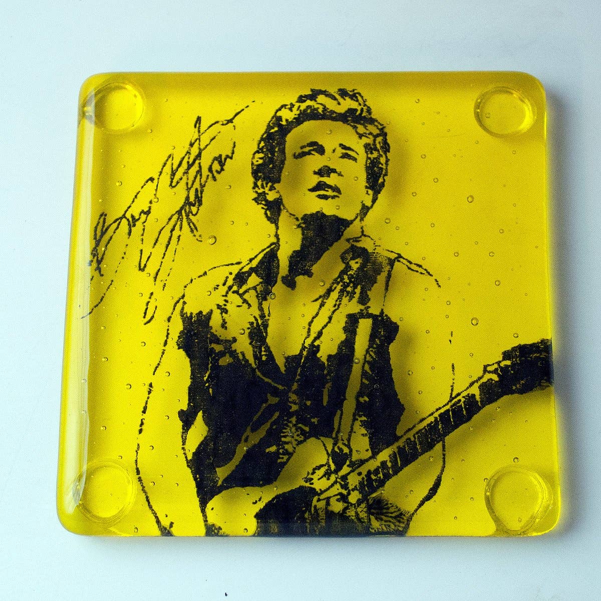 Bruce Springstein  Fused Glass 4" Single Coaster
