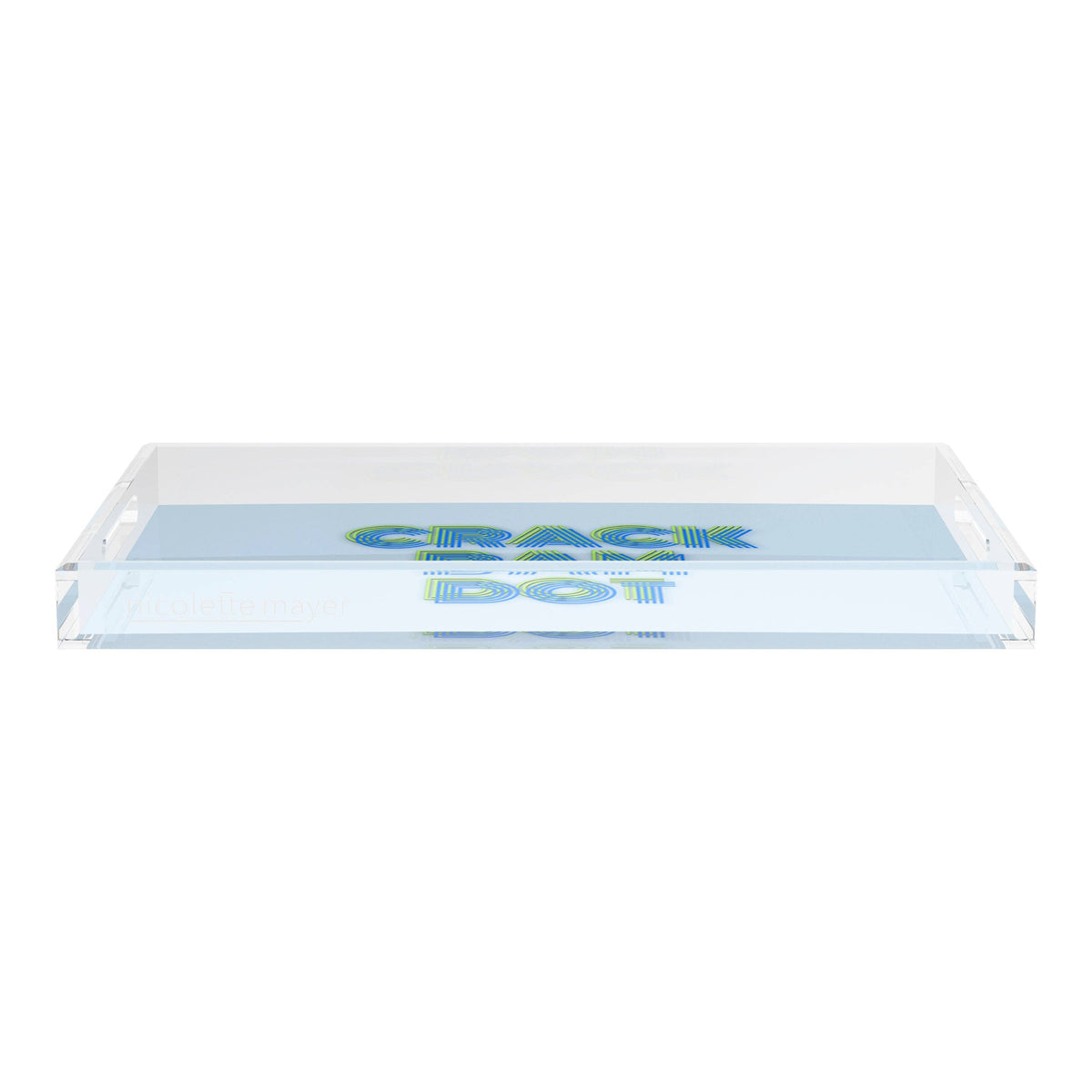 Mahjong Crack Bam Dot Blues Celery Acrylic Rectangle Decorative Tray