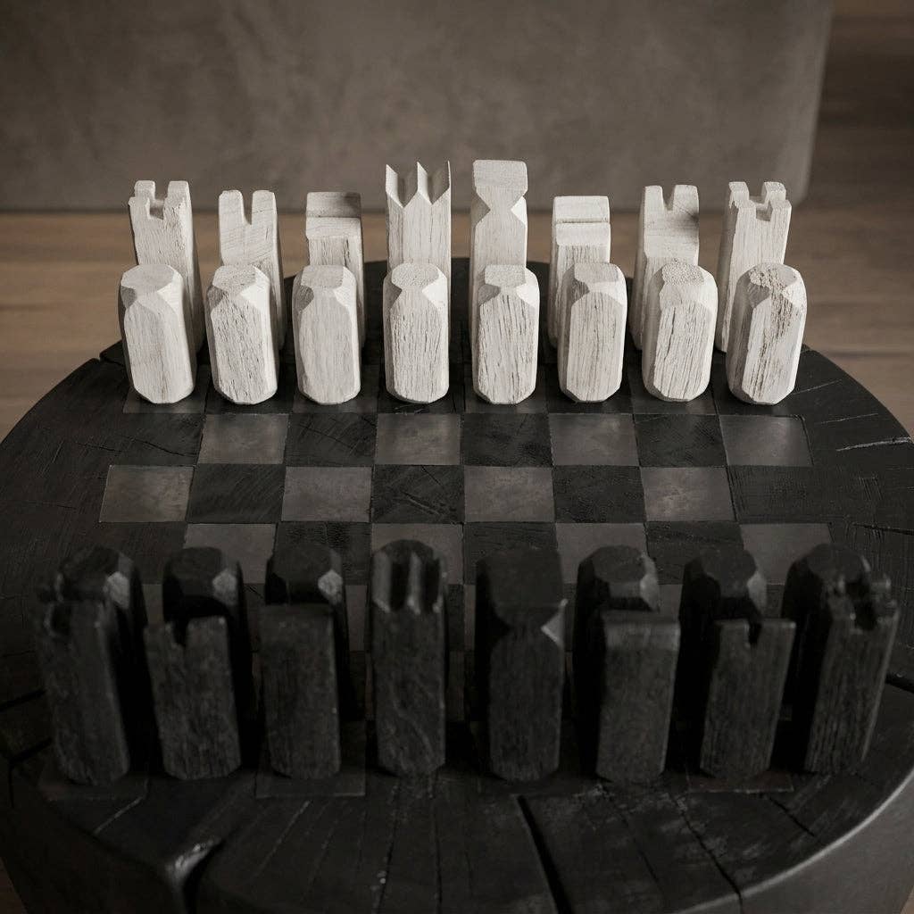 Designer Wood Chess Side Table