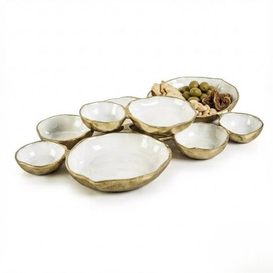 Cluster of 9 Round Serving Bowls Enamel Clusters