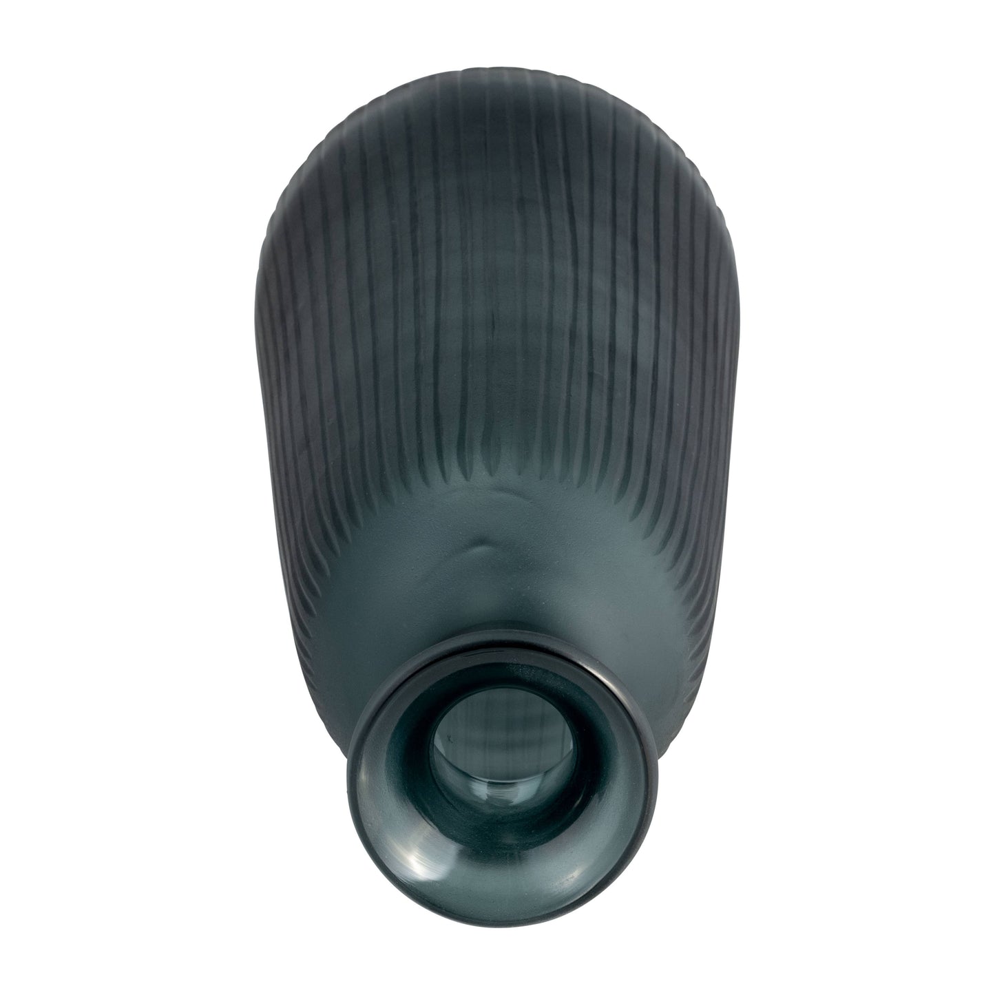 Glass Vertical Ribbed Vase with Stopper- Gray, 17 in.