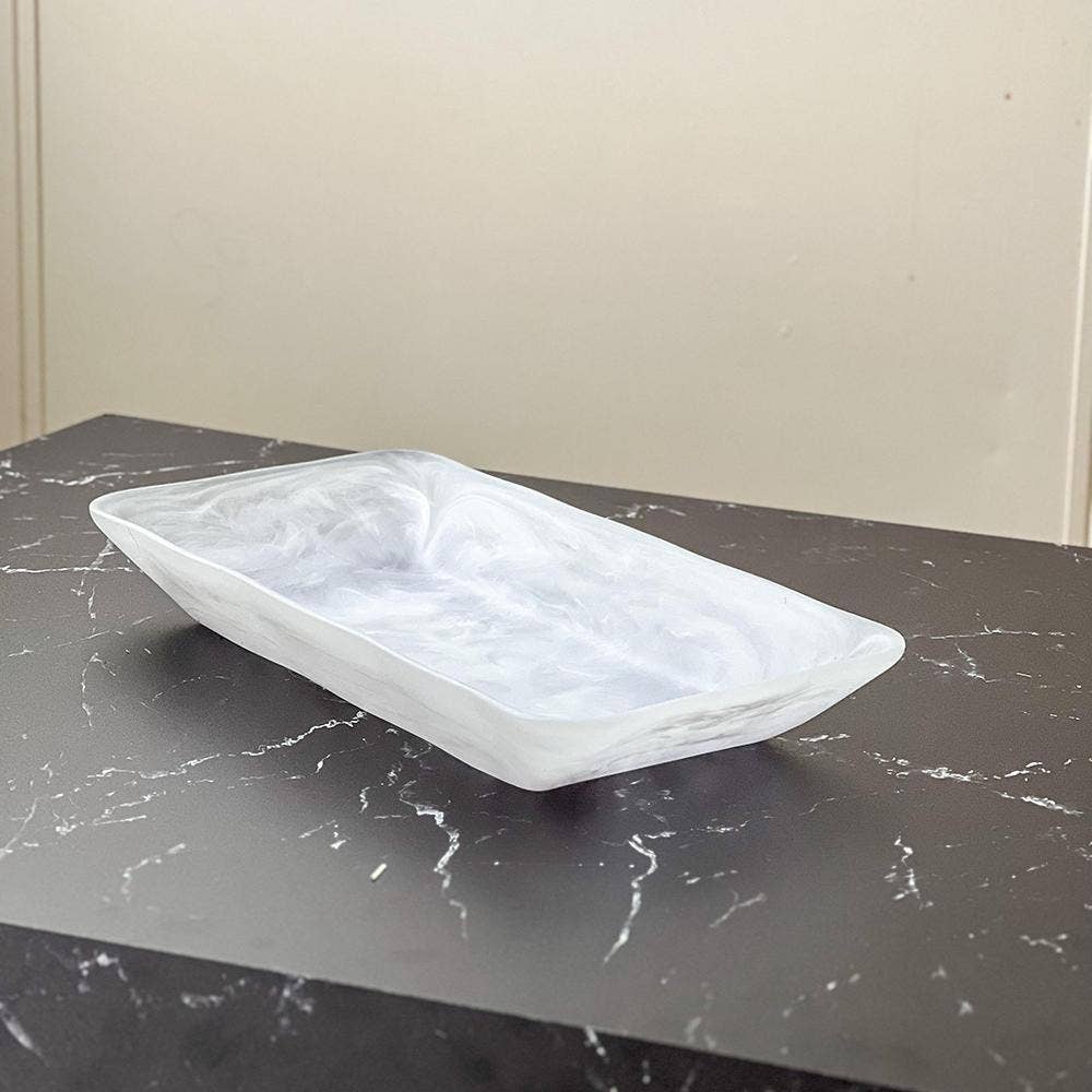 Resin White Snow Drift Serving Tray