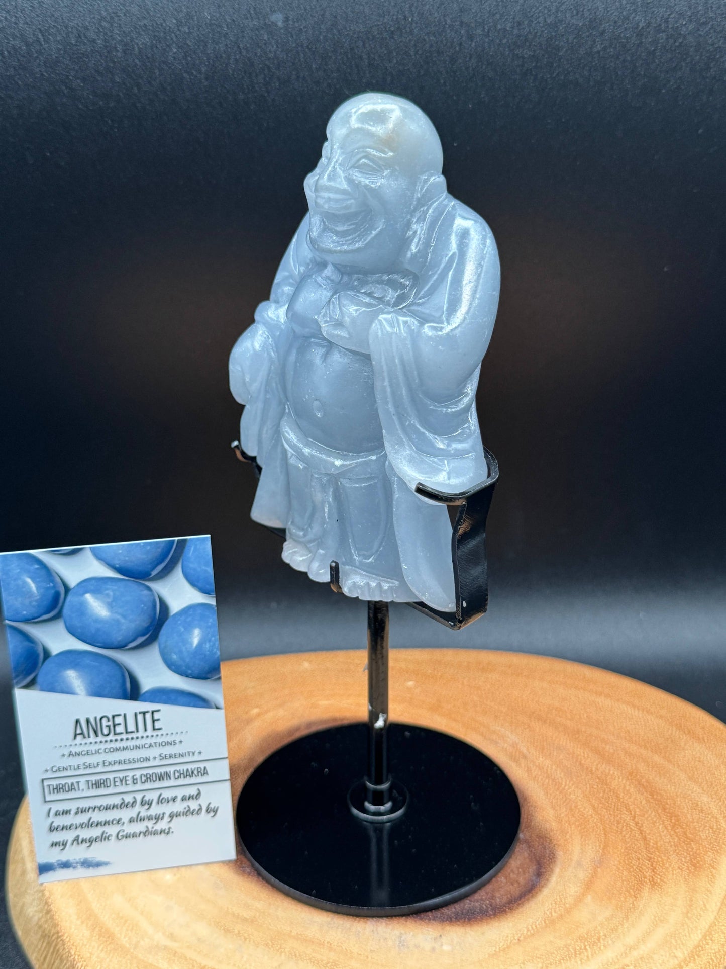 Angelite Happy Laughing Buddha carving G661C