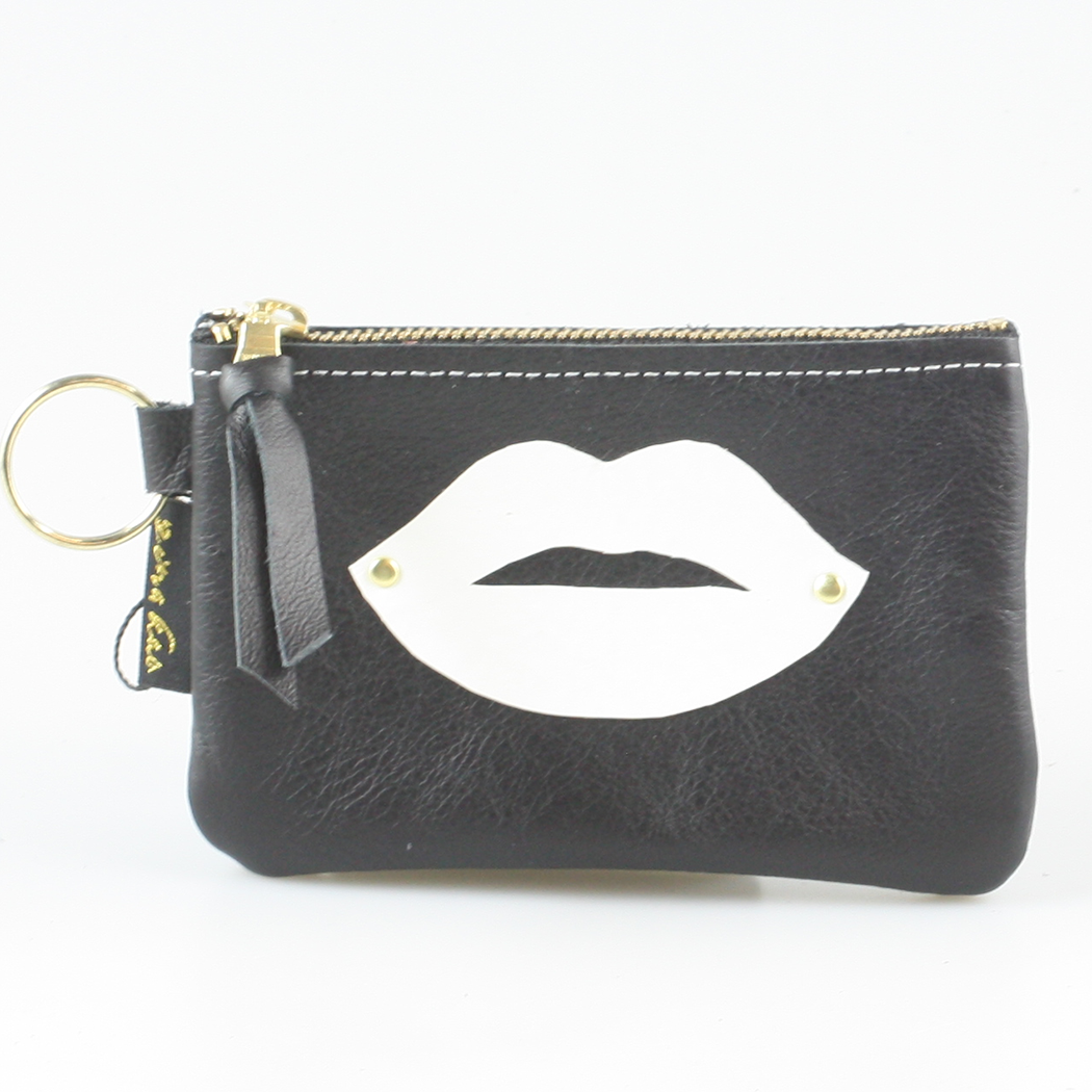 The LIPS Appliqué Clutch/Makeup Bag