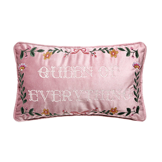 Queen Of Everything Embroidered Pillow