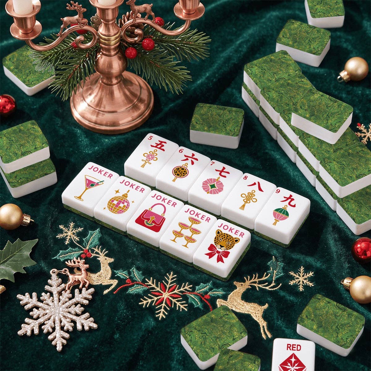 Glam Holiday Christmas Mahjong Tiles Twinkle Traditions (Exclusive)
