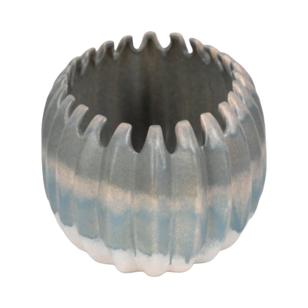 Decorative Bowl - Blue Ceramic Coastal Ombre Style, 17 in.