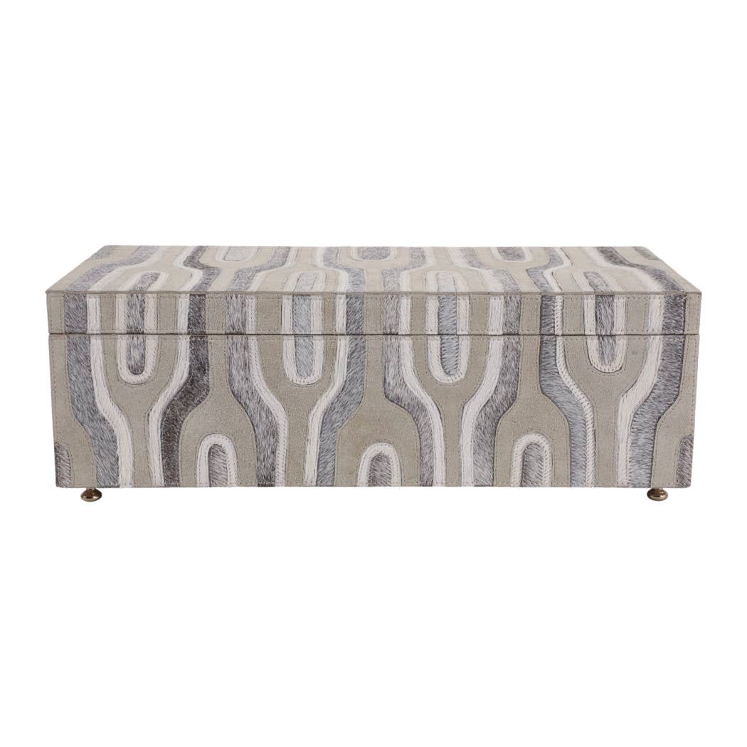 Decorative Box - Gray Wood Rectangular with Lid, 16 in.