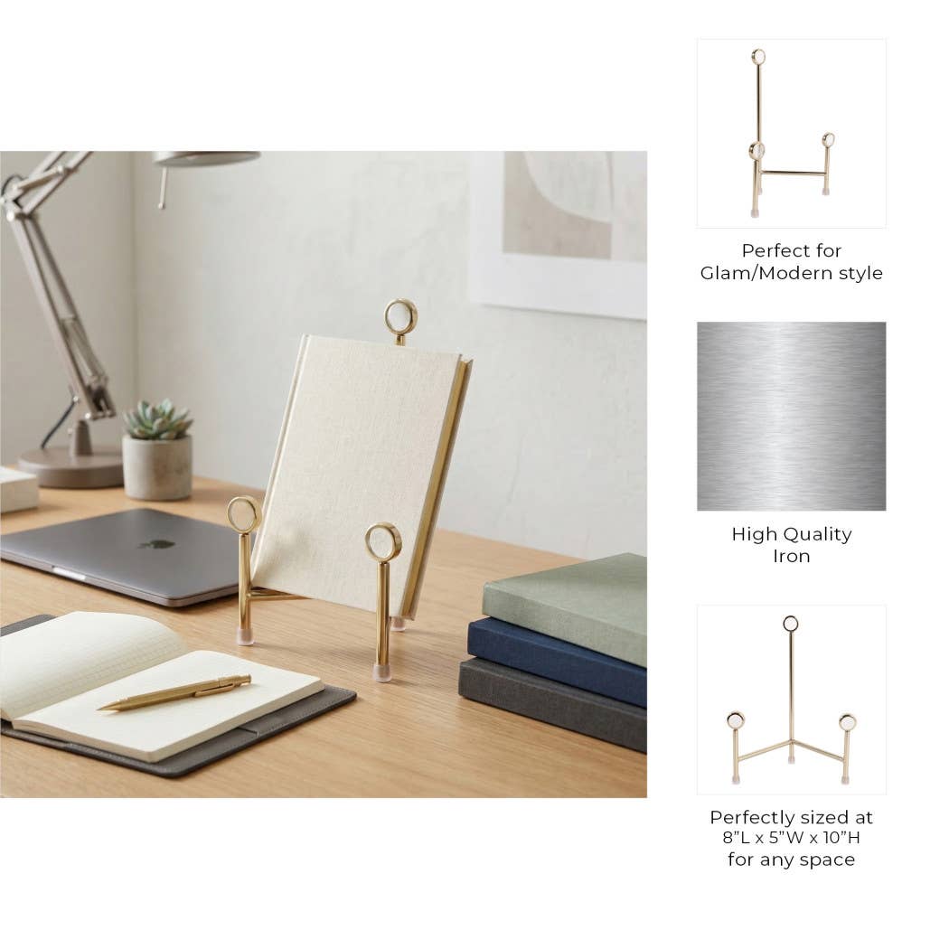 Gold Metal Acrylic Easel Stand, 10 in.(Book Holder)