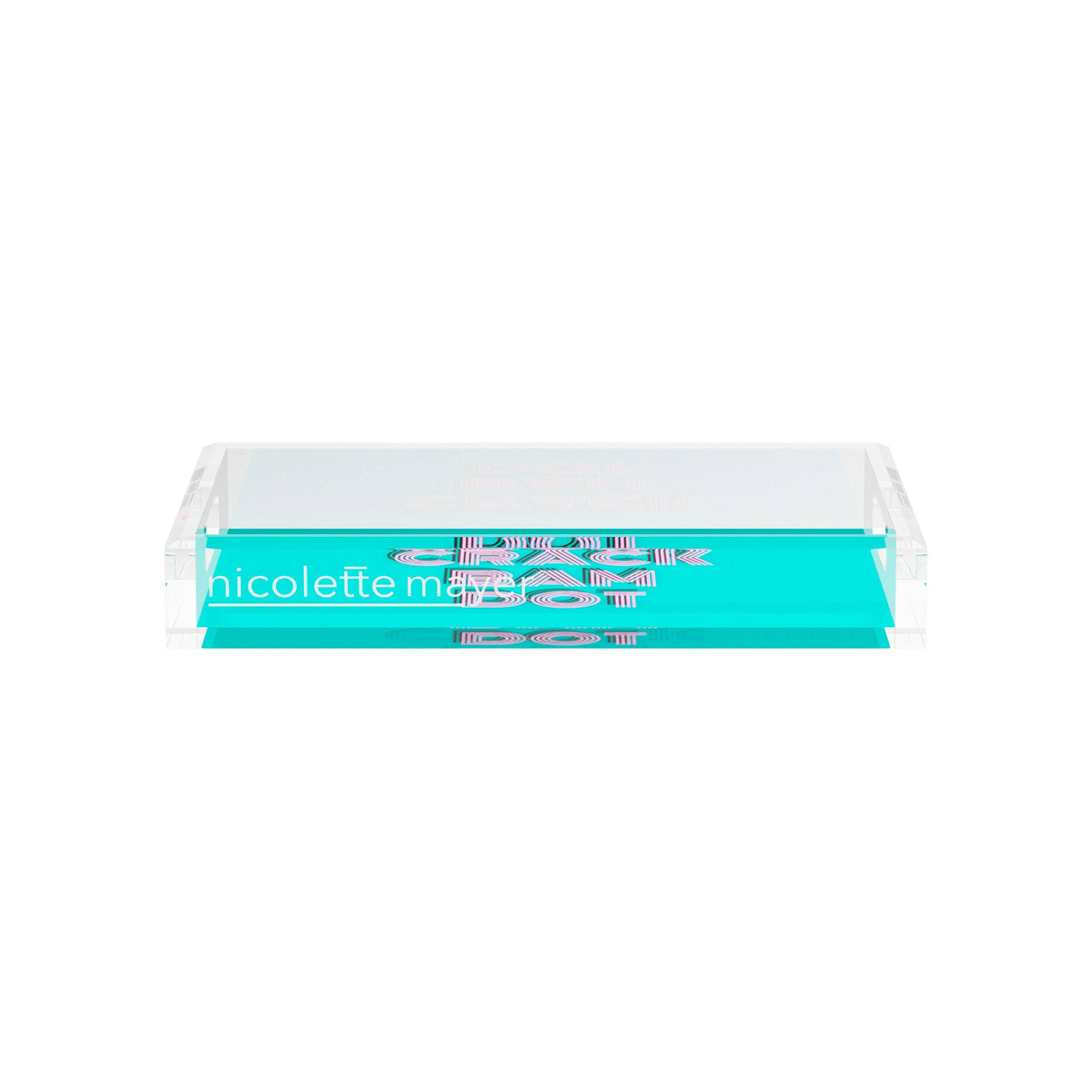 Mahjong Crack Bam Dot Acqua Pink Acrylic Rectangle Decorative Tray