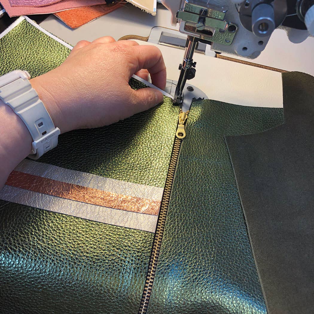 The Metallic Stripe Smaller Makeup Clutch
