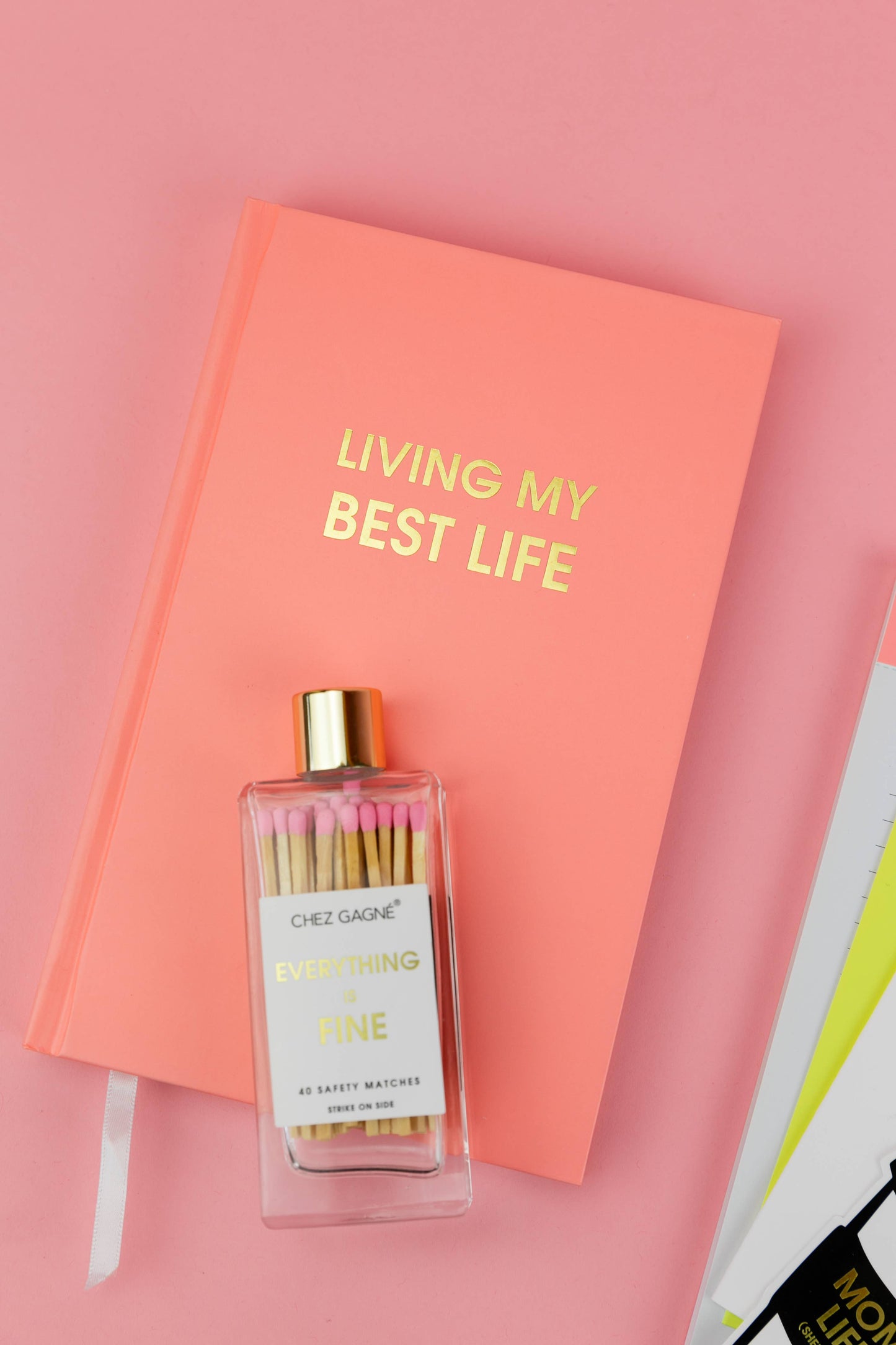 Living My Best Life - Hardcover Daily Journal - Sunset Pink
