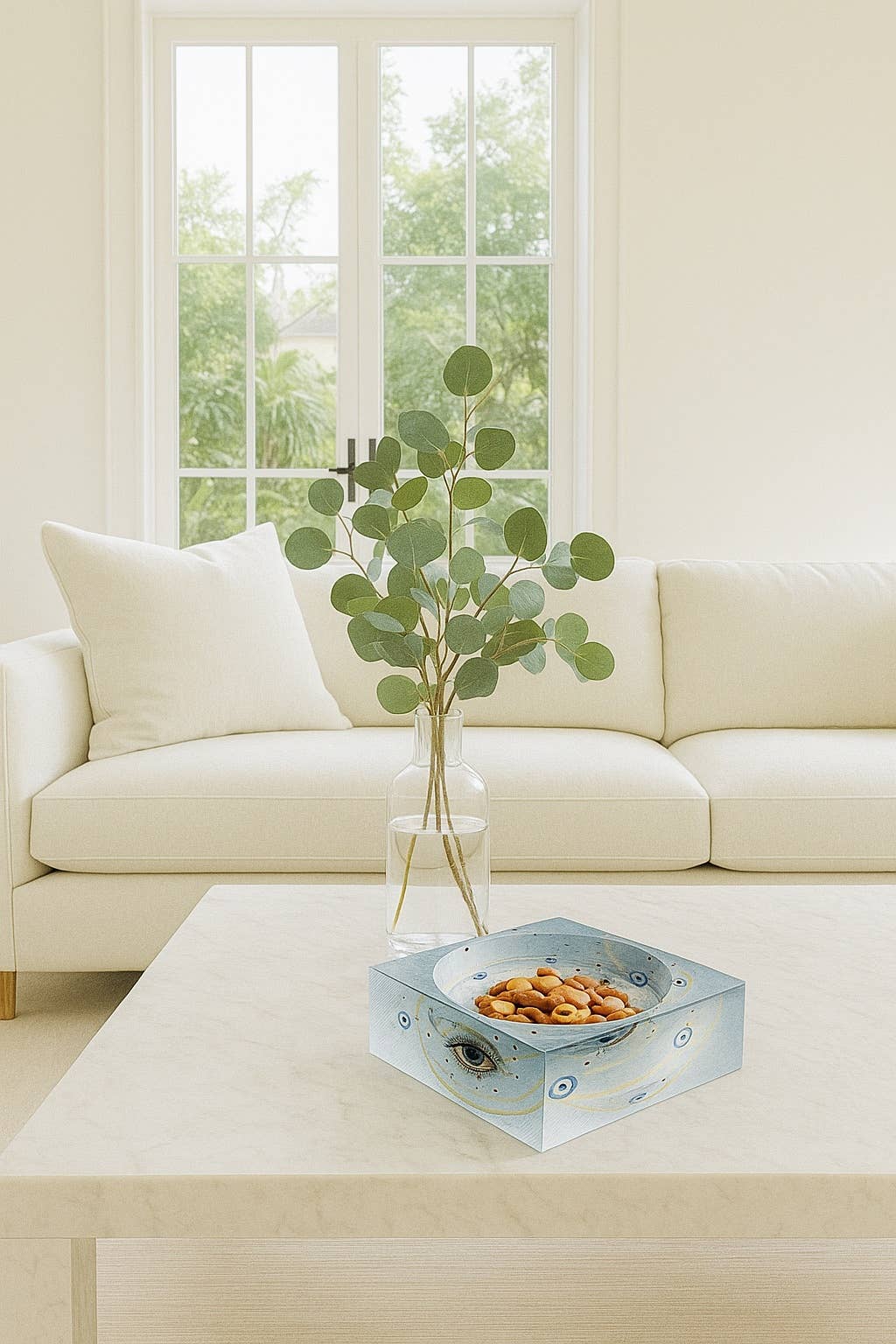 Acrylic Bowl, Aura Evil Eye Denim