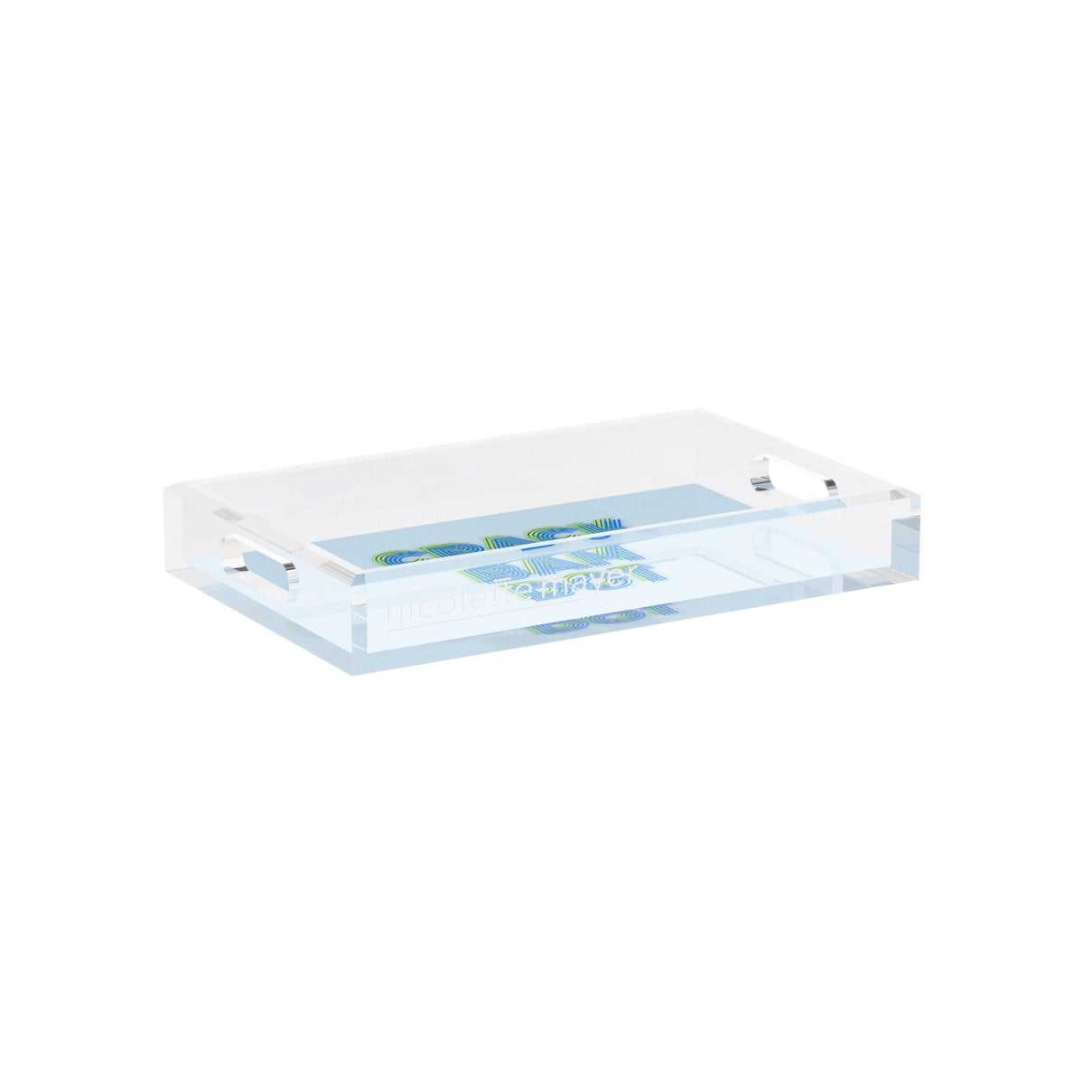 Mahjong Crack Bam Dot Blues Celery Acrylic Rectangle Decorative Tray