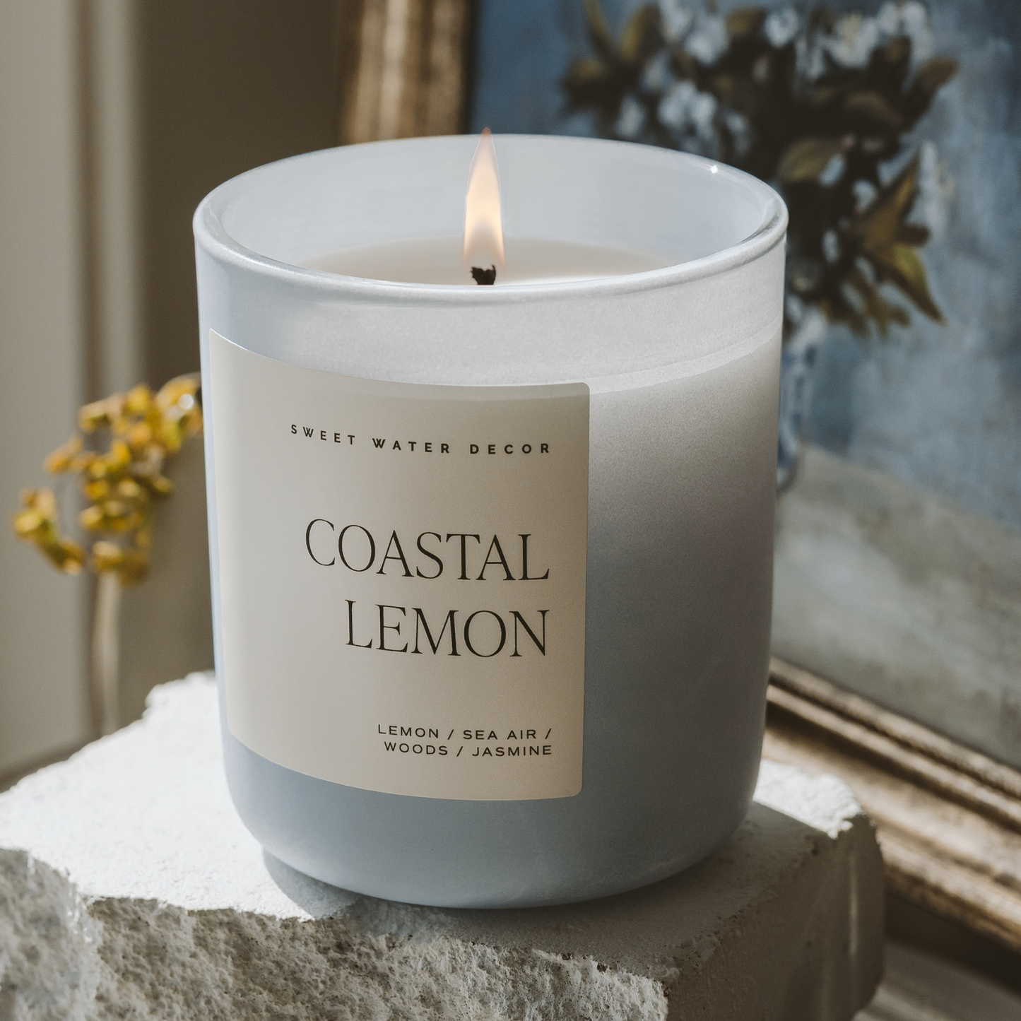 Coastal Lemon 15 oz Soy Candle, Matte Jar