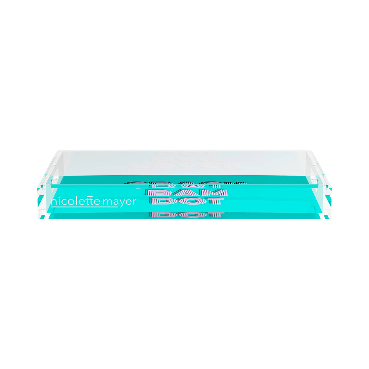 Mahjong Crack Bam Dot Acqua Pink Acrylic Rectangle Decorative Tray