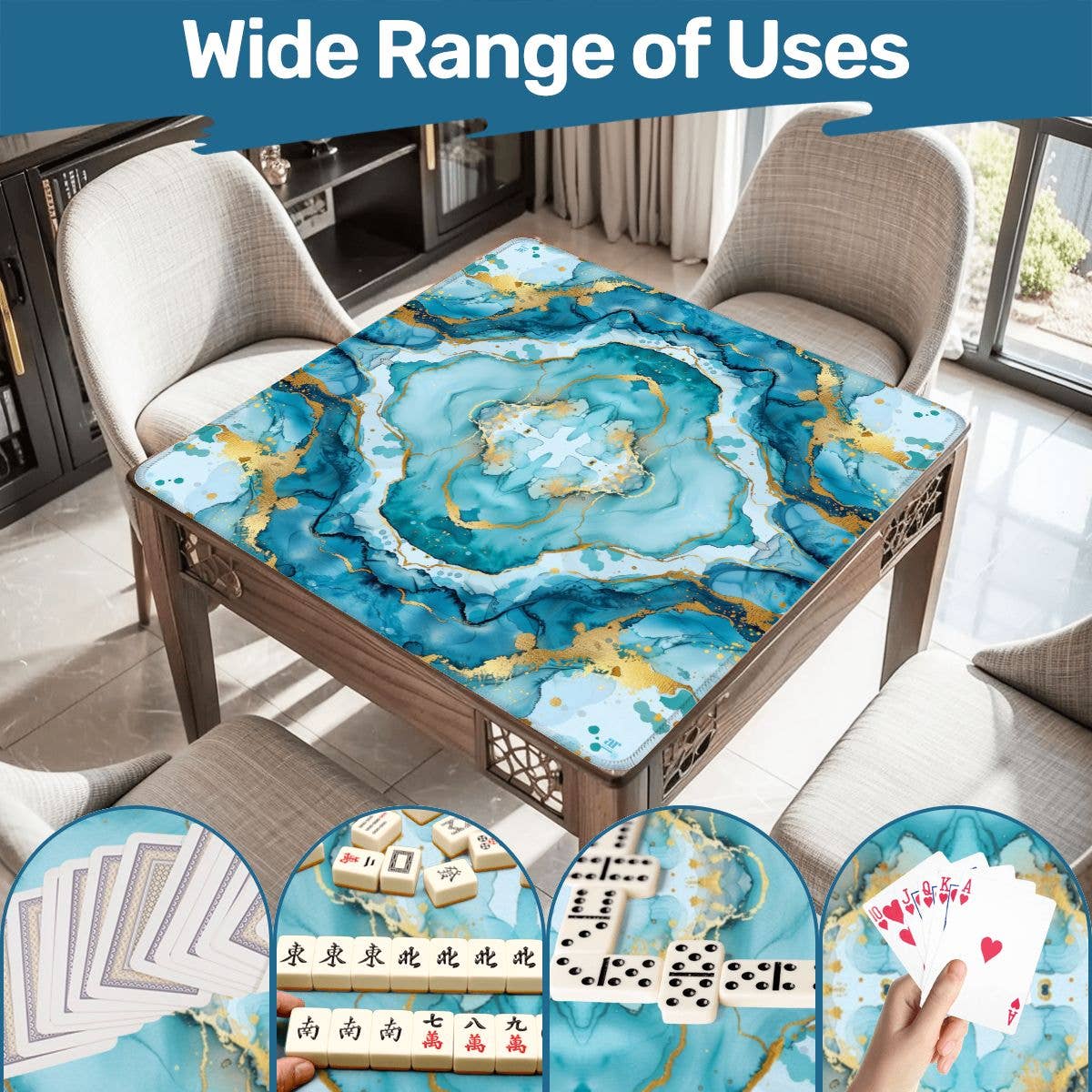 Coastal Aqua Mahjong Mat | The Grand Marble Collection