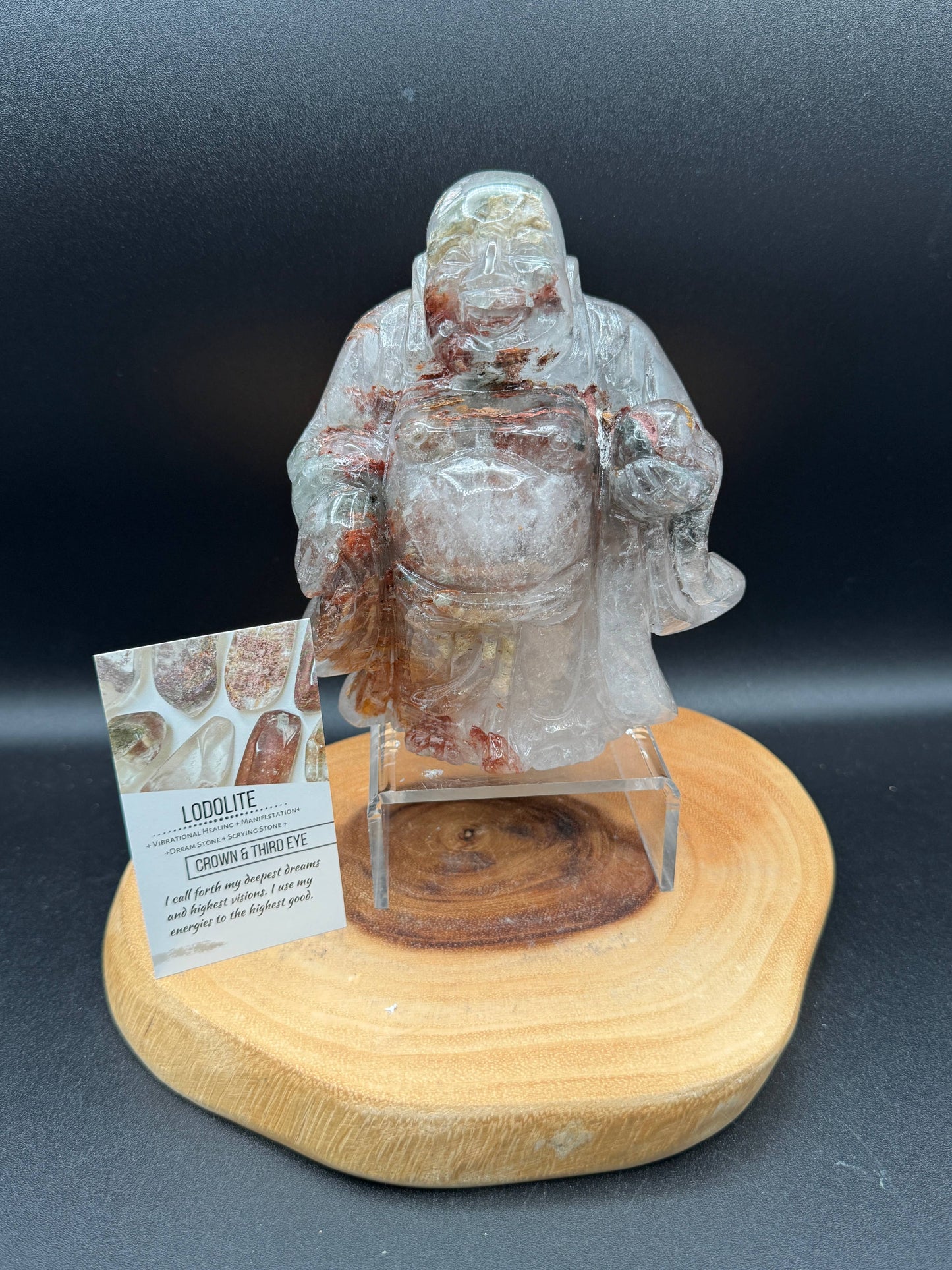Happy Laughing Buddha Lodolite garden quartz G992