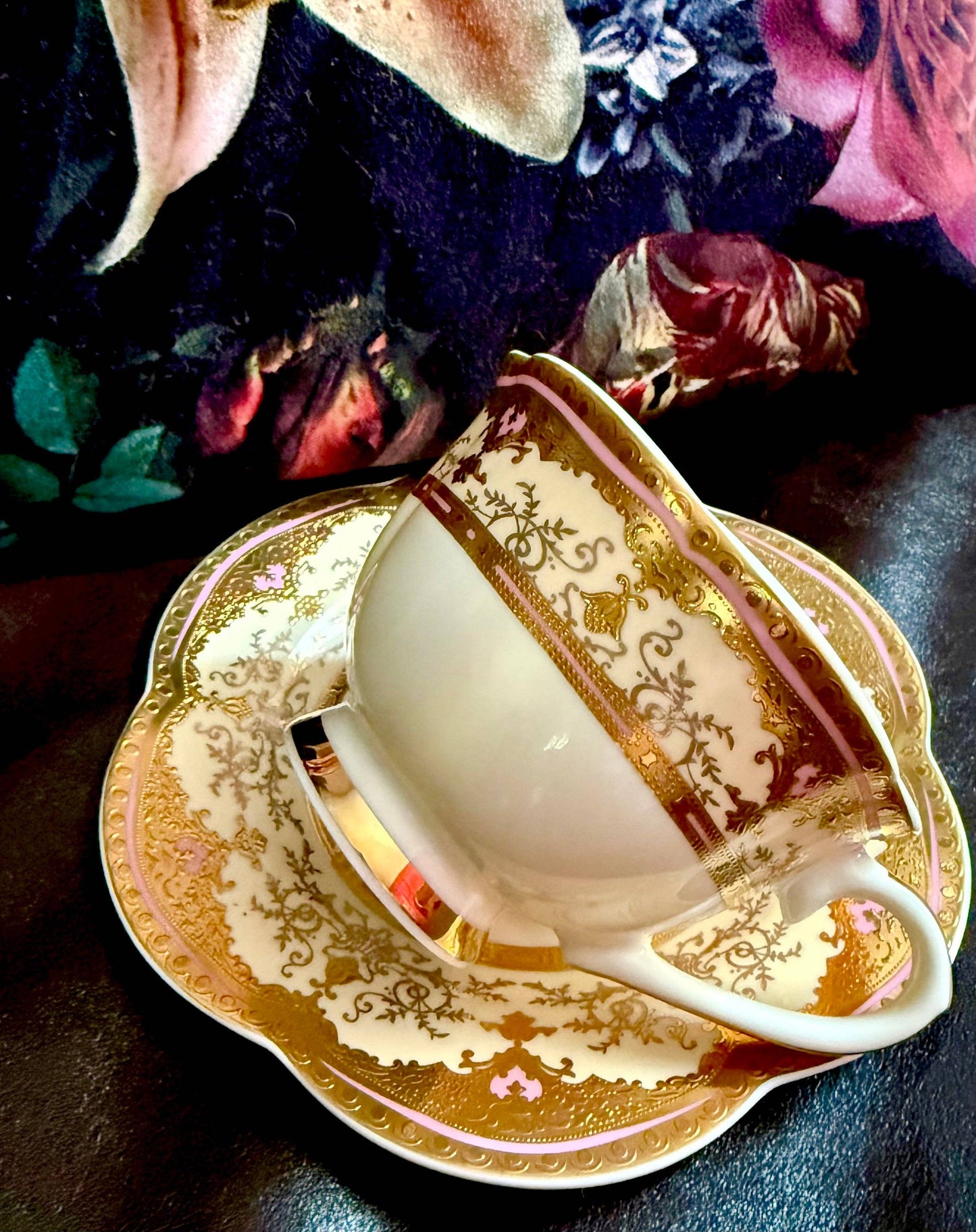 Demure yet Demented Vintage Style teacup and saucer
