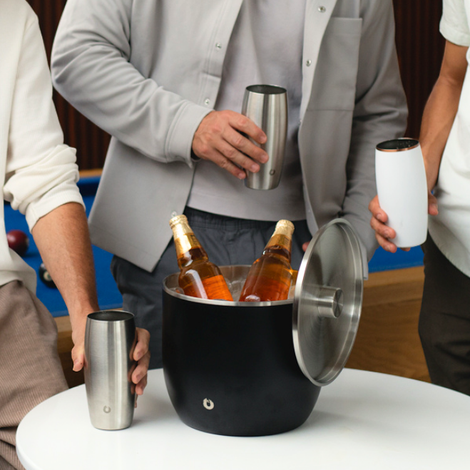 Extra Large Ice Bucket with Lid and Ice Scoop, Black