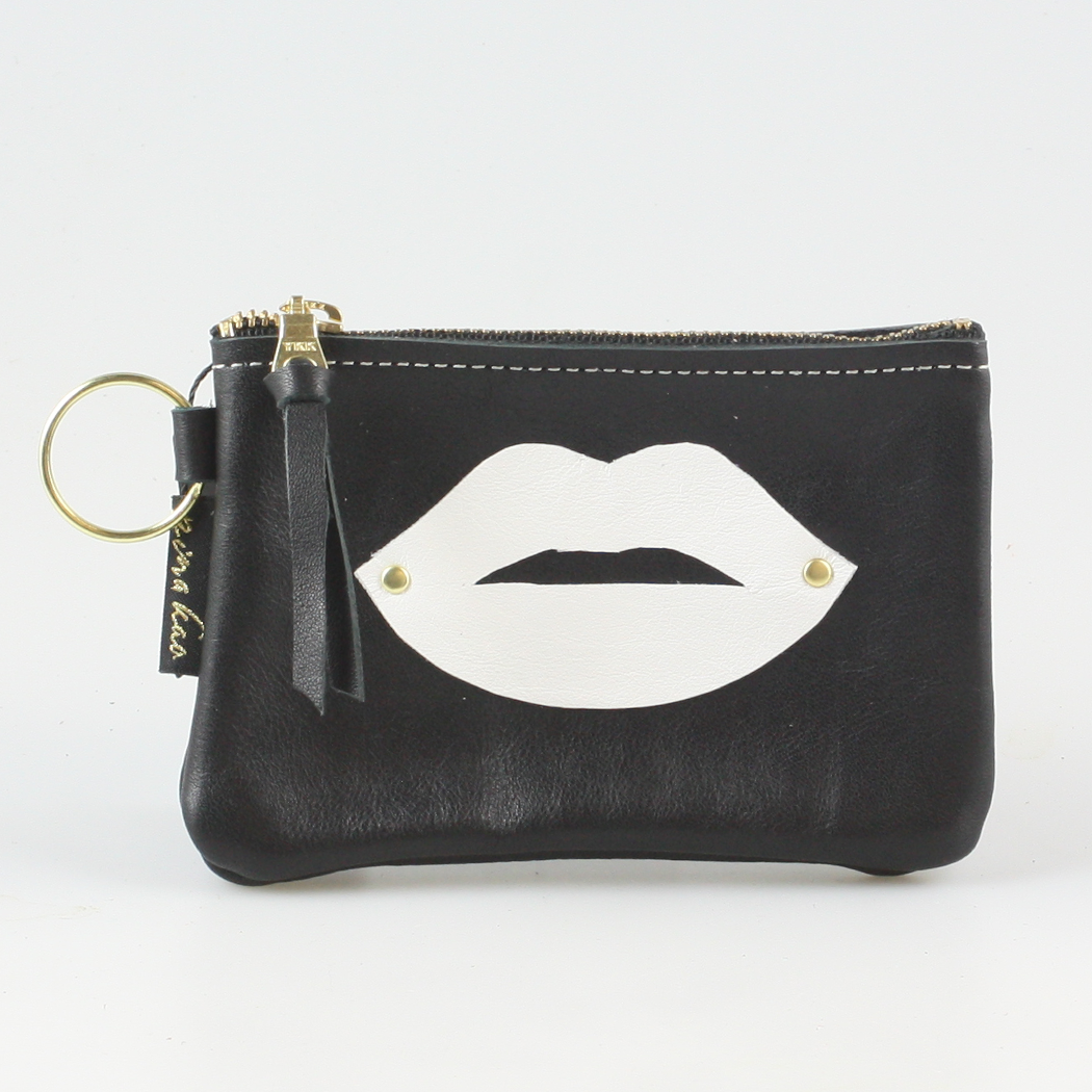 The LIPS Appliqué Clutch/Makeup Bag