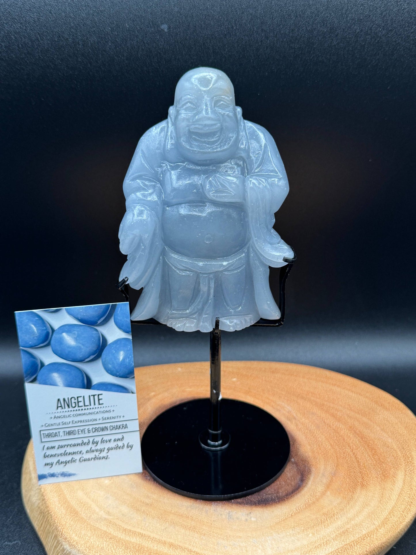 Angelite Happy Laughing Buddha carving G661C