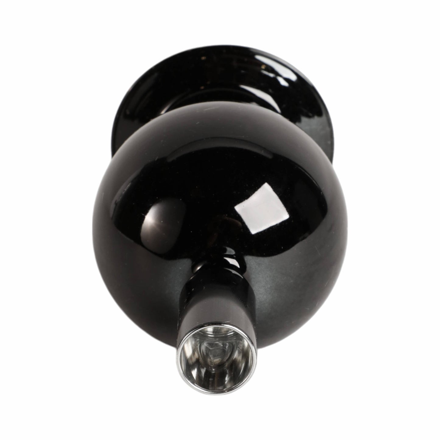 Taper Candle Holder - Black Glass Bubble, 7 in.