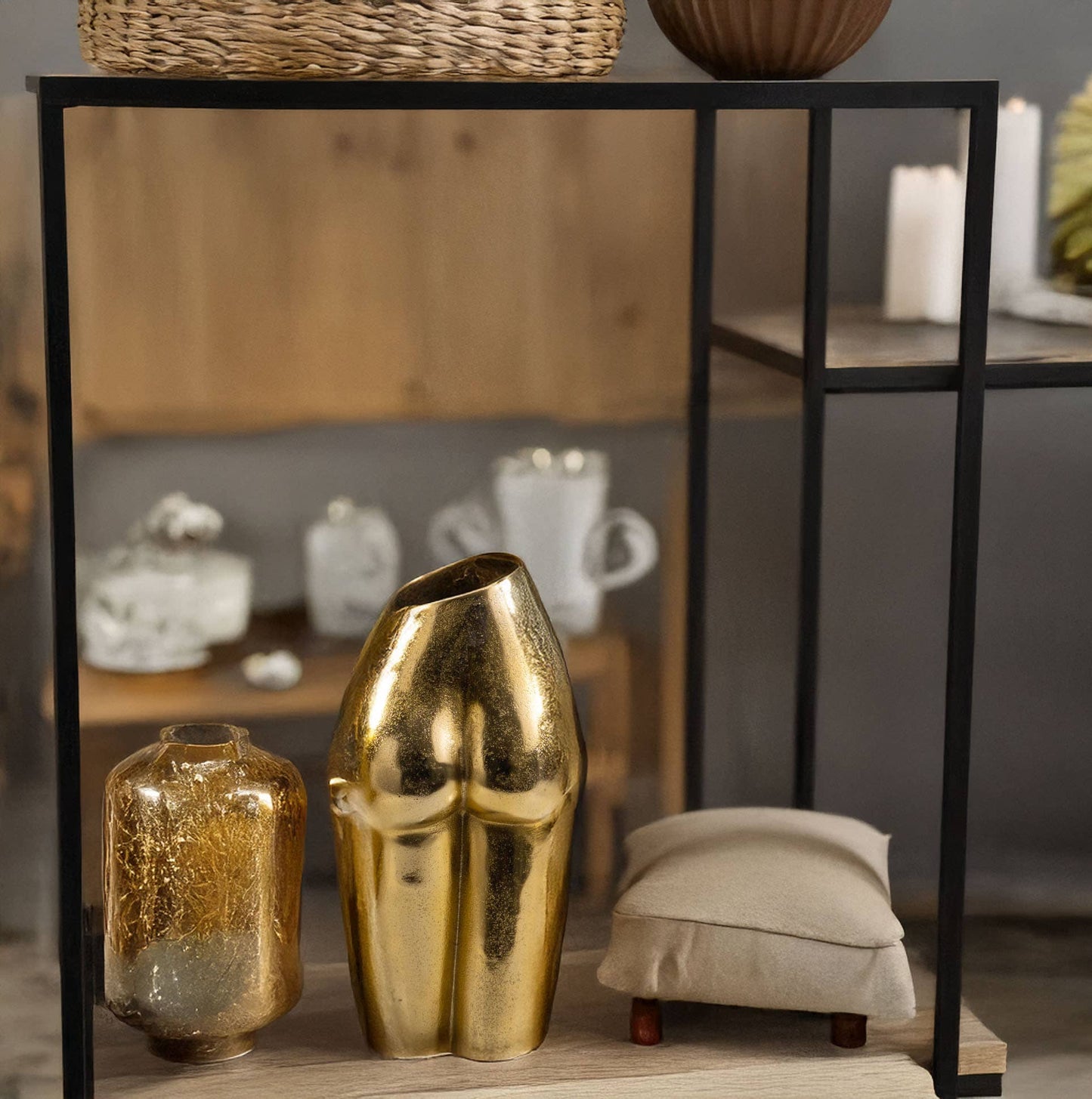 Drama/Diva Tall Lady Vase in Gold Aluminum
