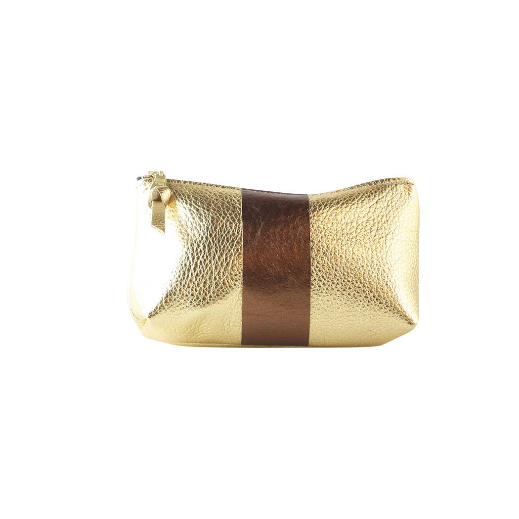 The Metallic Stripe Smaller Makeup Clutch