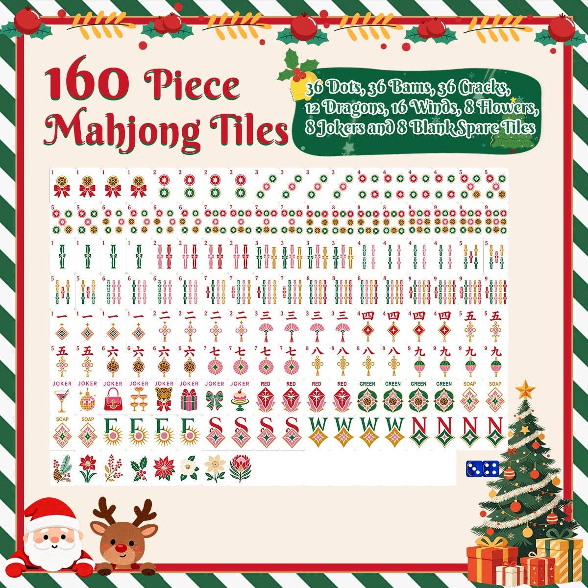 Glam Holiday Christmas Mahjong Tiles Twinkle Traditions (Exclusive)